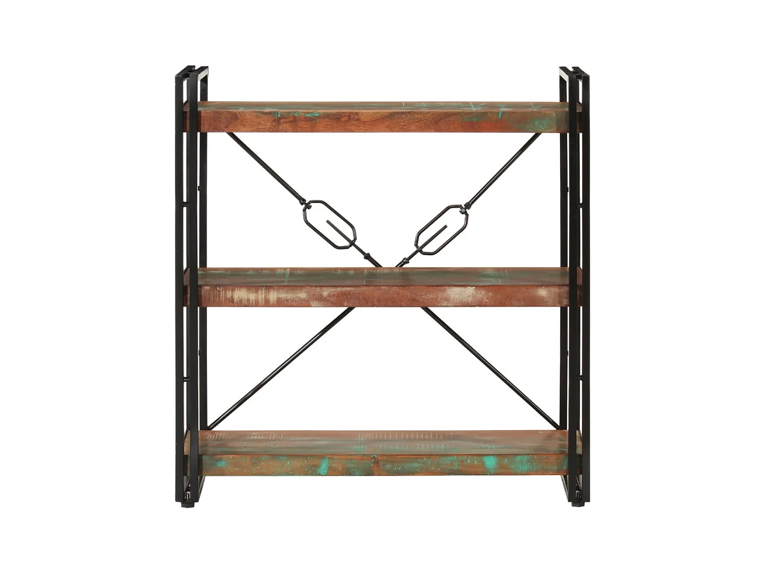 Yoan  Bibliothèque 3 niveaux 77x30x80 cm bois récupération massif/fer