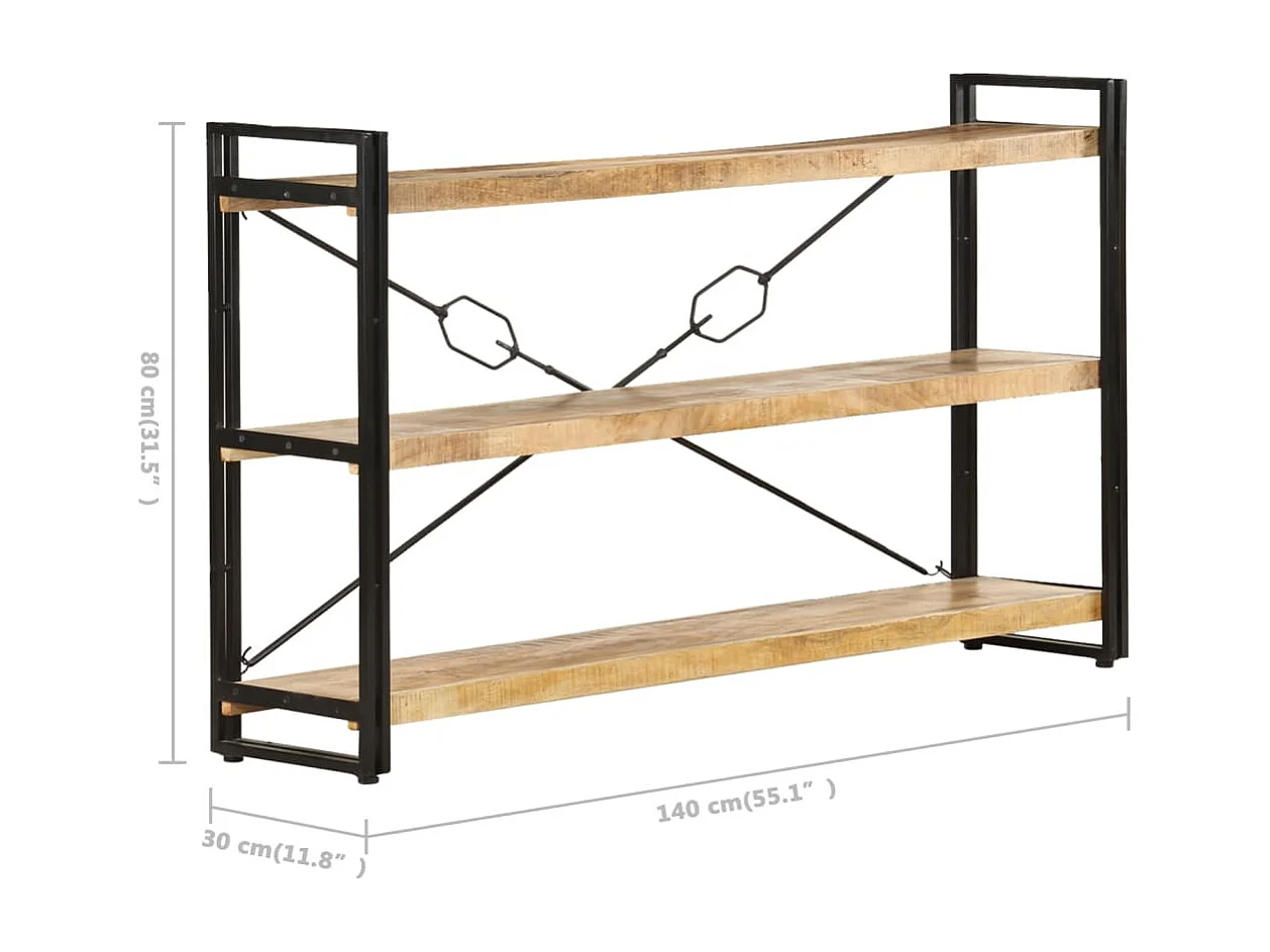 Yoan  Bibliothèque à 3 niveaux 140x30x80 cm Bois de manguier massif