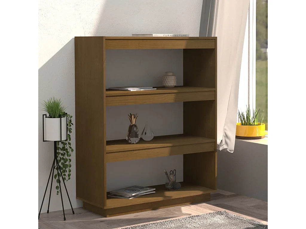 Alisha  Bibliothèque/Séparateur de pièce Marron miel 80x35x103 cm Pin