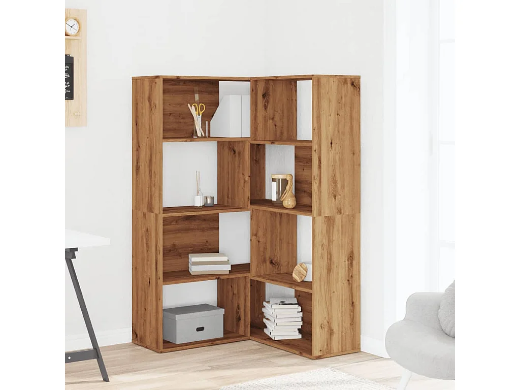 Damir  Bibliothèque d'angle 4 niveaux chêne artisanal bois ingénierie