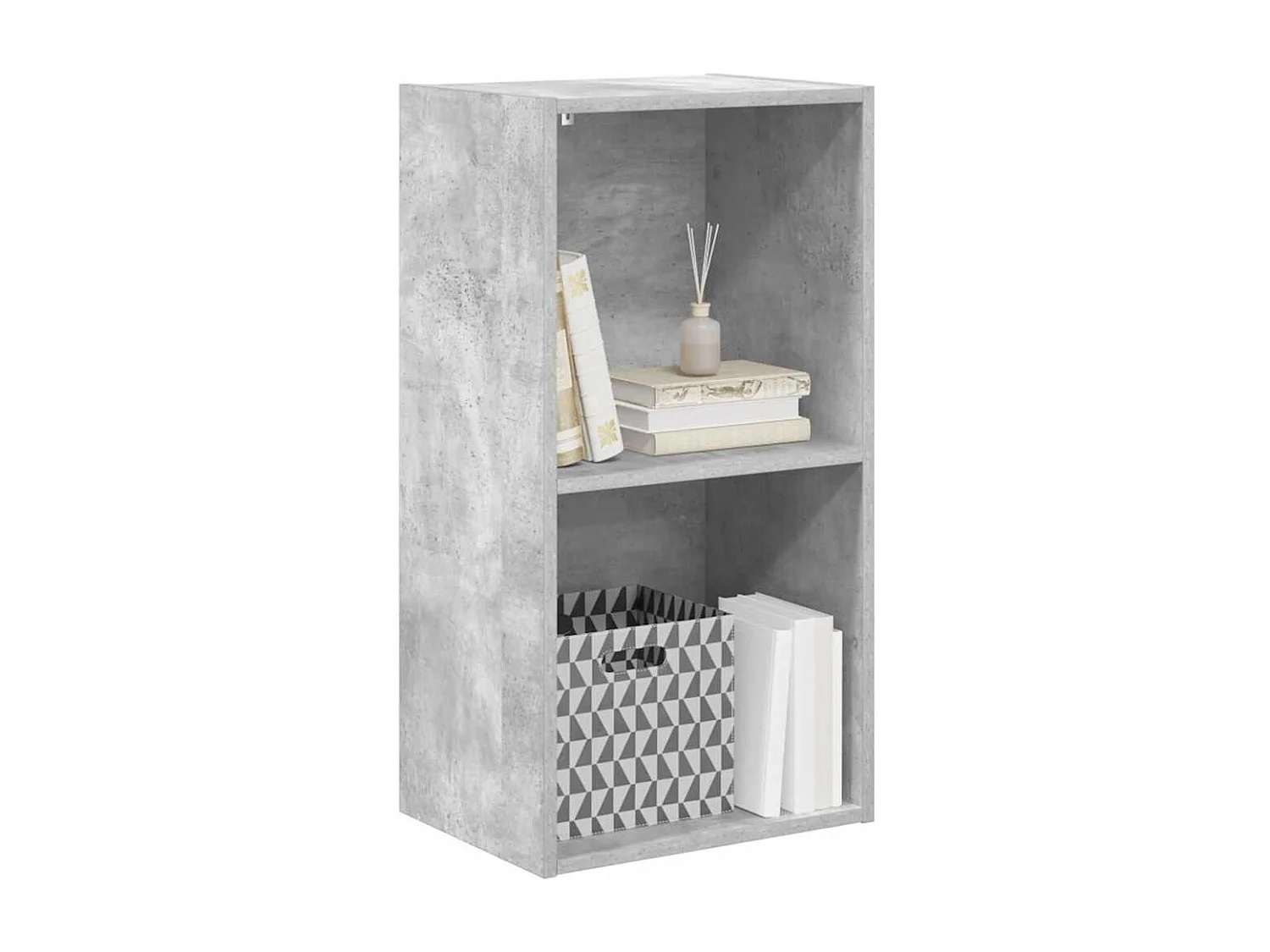 Siro  Bibliothèque à 2 niveaux gris béton bois d'ingénierie