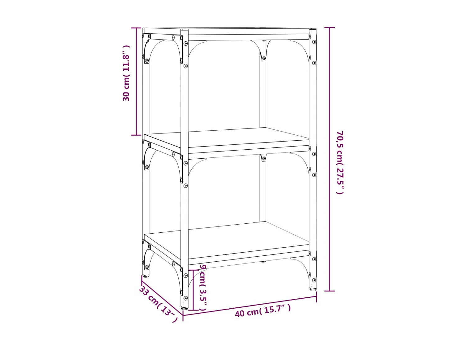 Ventura  Bibliothèque Chêne Sonoma 40x33x70,5 cm Bois d'ingénierie acier