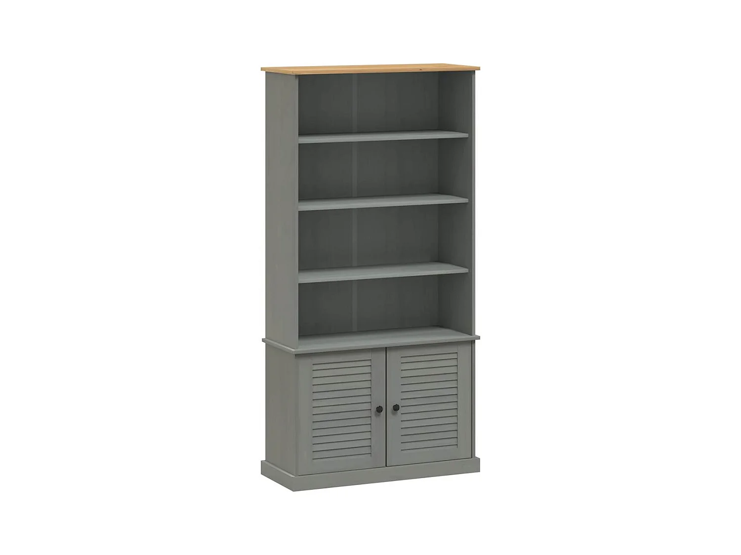 Larindor  Bibliothèque VIGO gris 85x35x170 cm bois massif de pin