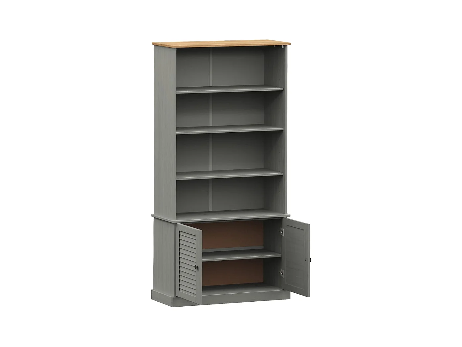 Larindor  Bibliothèque VIGO gris 85x35x170 cm bois massif de pin
