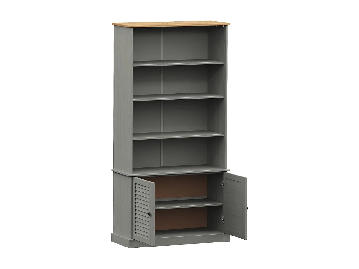 Larindor  Bibliothèque VIGO gris 85x35x170 cm bois massif de pin