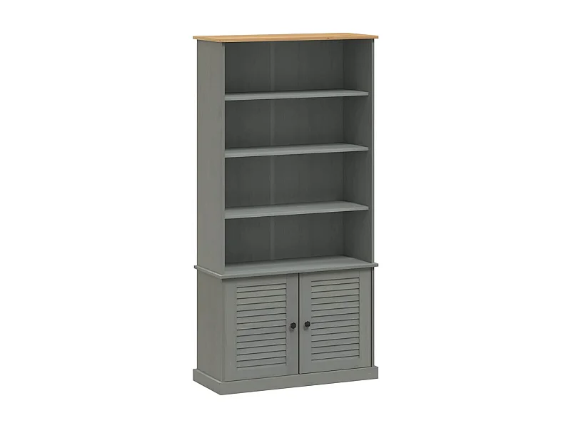 Larindor  Bibliothèque VIGO gris 85x35x170 cm bois massif de pin
