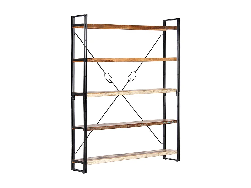 Yoan  Estantería de 5 niveles madera maciza reciclada 140x30x180 cm