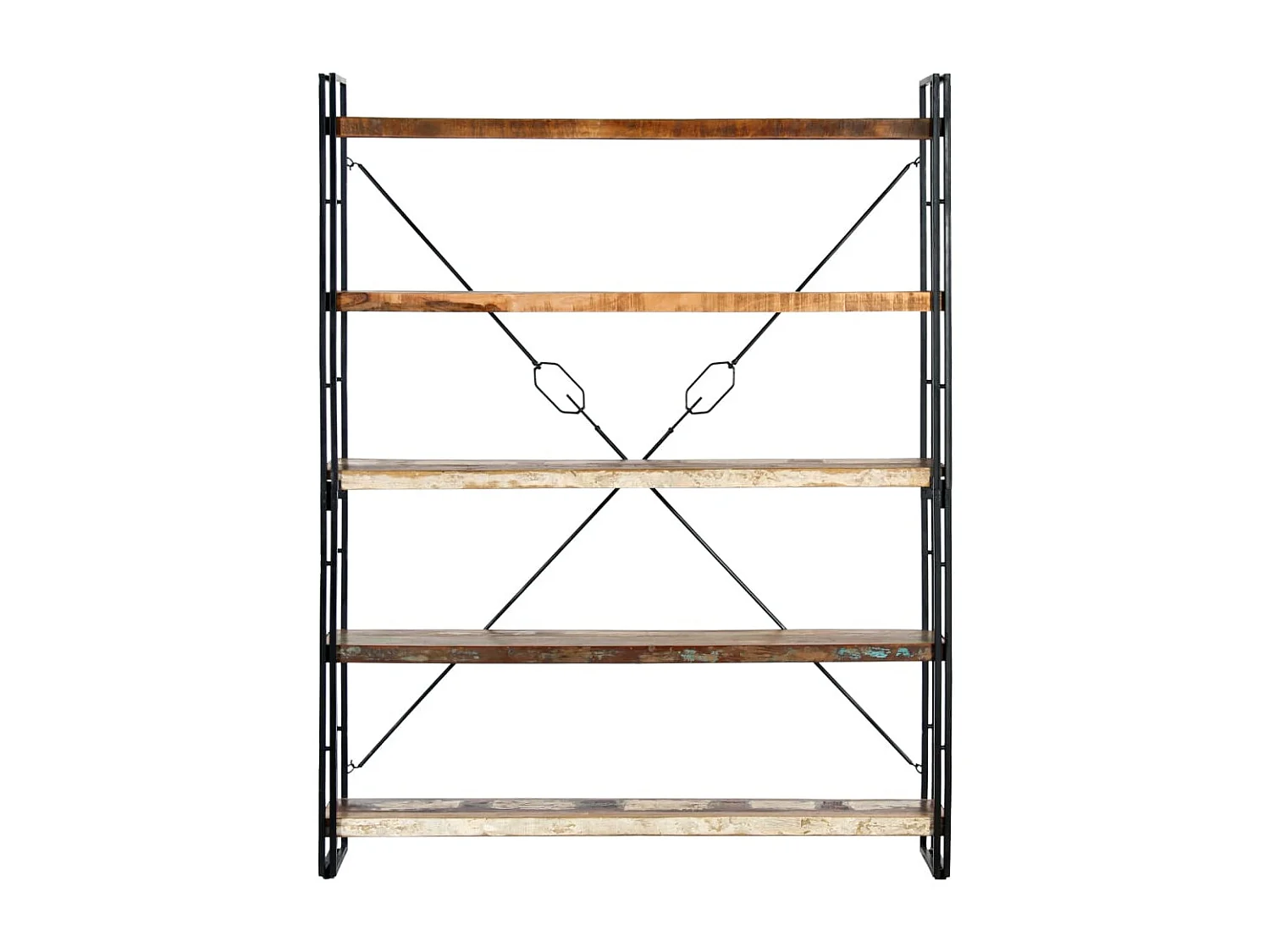 Yoan  Bibliothèque 5 niveaux 140x30x180cm Bois solide de récupération