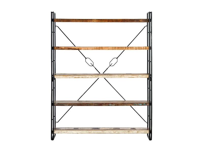 Yoan  Bibliothèque 5 niveaux 140x30x180cm Bois solide de récupération