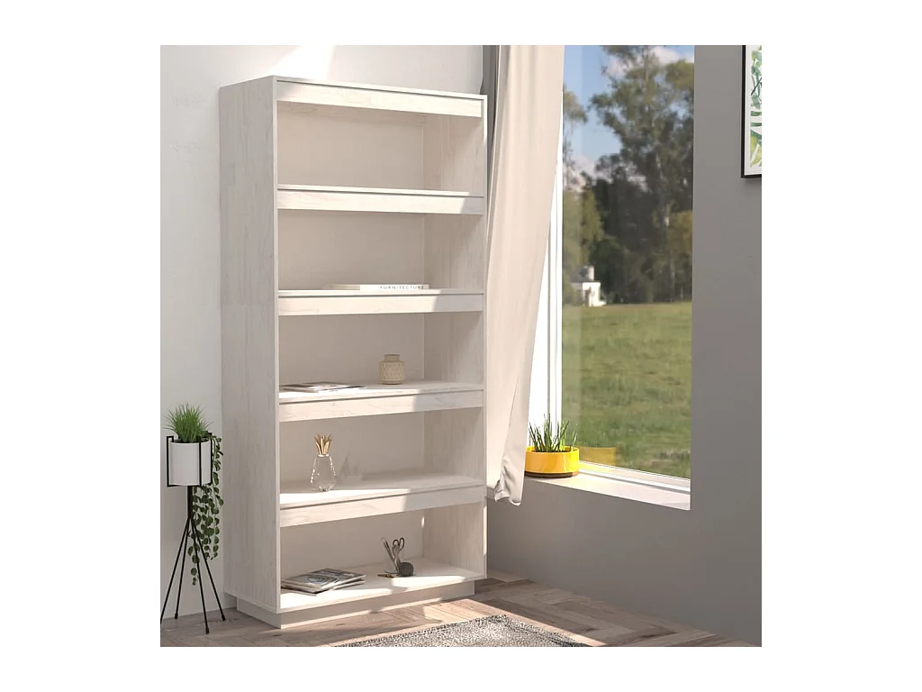 Alisha  Bibliothèque/Séparateur de pièce Blanc 80x35x167 cm Pin massif