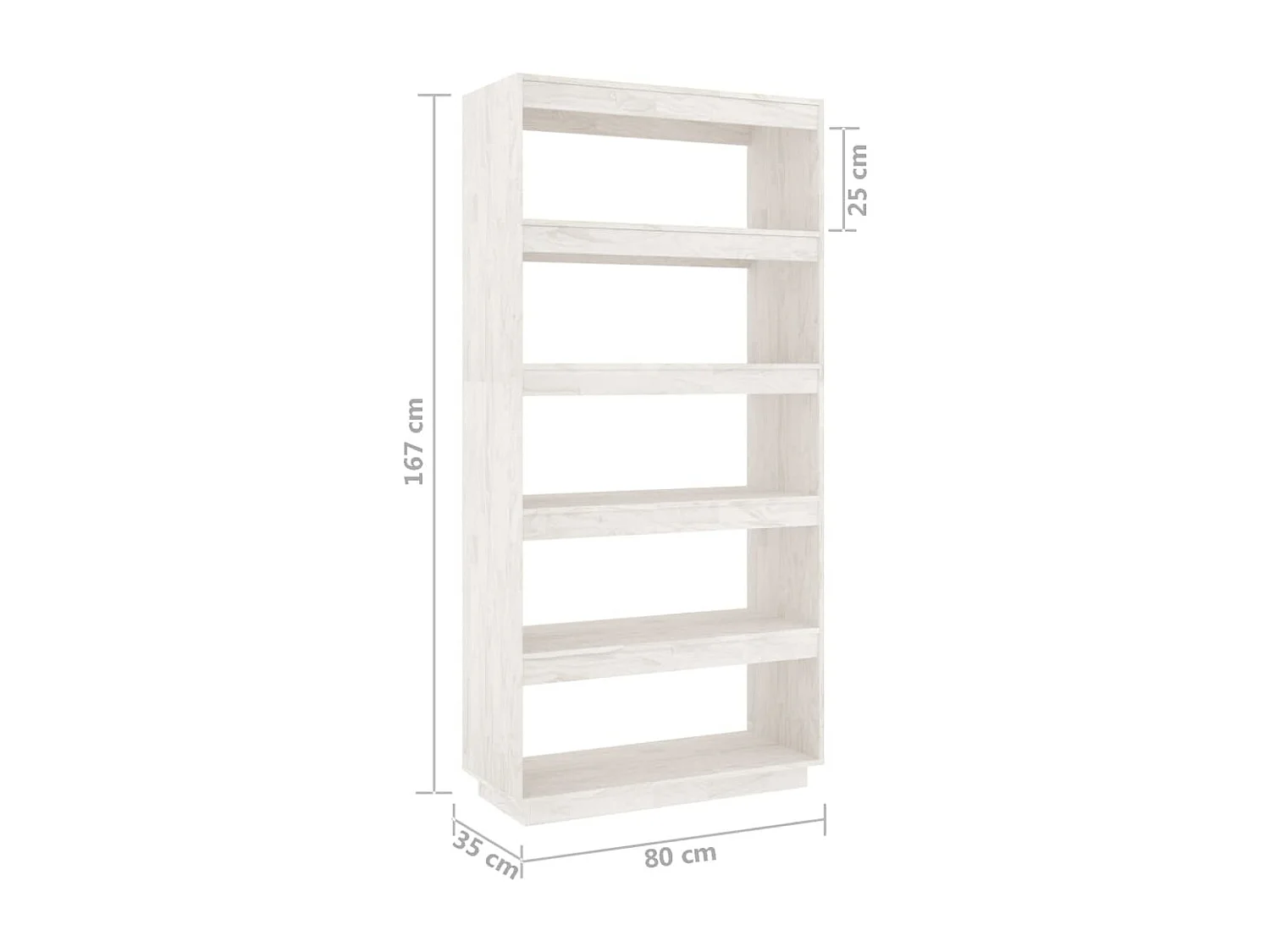 Alisha  Bibliothèque/Séparateur de pièce Blanc 80x35x167 cm Pin massif