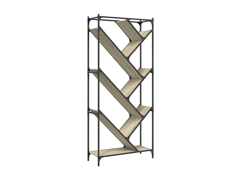 Øystine  Bibliothèque chêne sonoma 79x30x180 cm bois ingénierie et métal