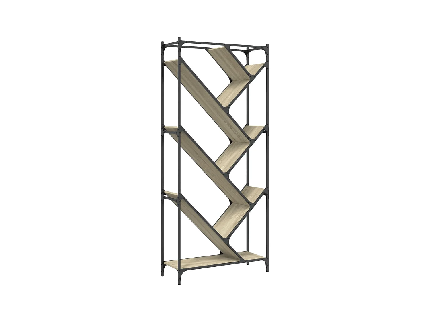 Øystine  Bibliothèque chêne sonoma 79x30x180 cm bois ingénierie et métal