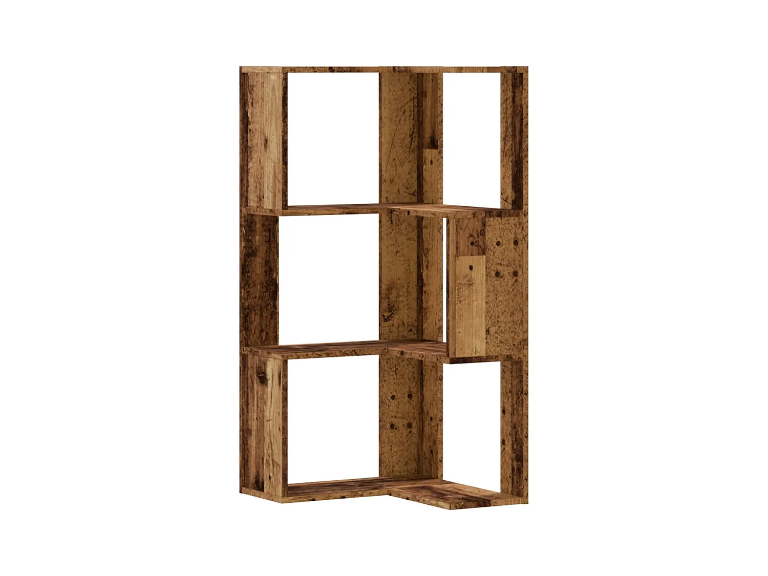 Cavit  Estantería de esquina 3 niveles madera envejecida 50x50x102 cm