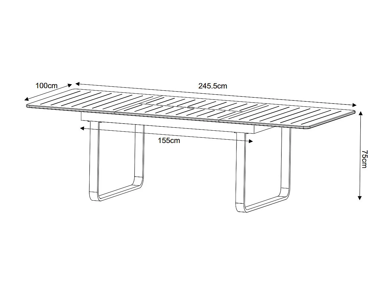 Aluminium tuineethoek: uitschuifbare aluminium tafel L.155/246 cm en 4 fauteuils - Licht naturel en wit - SERUNO van MYLIA