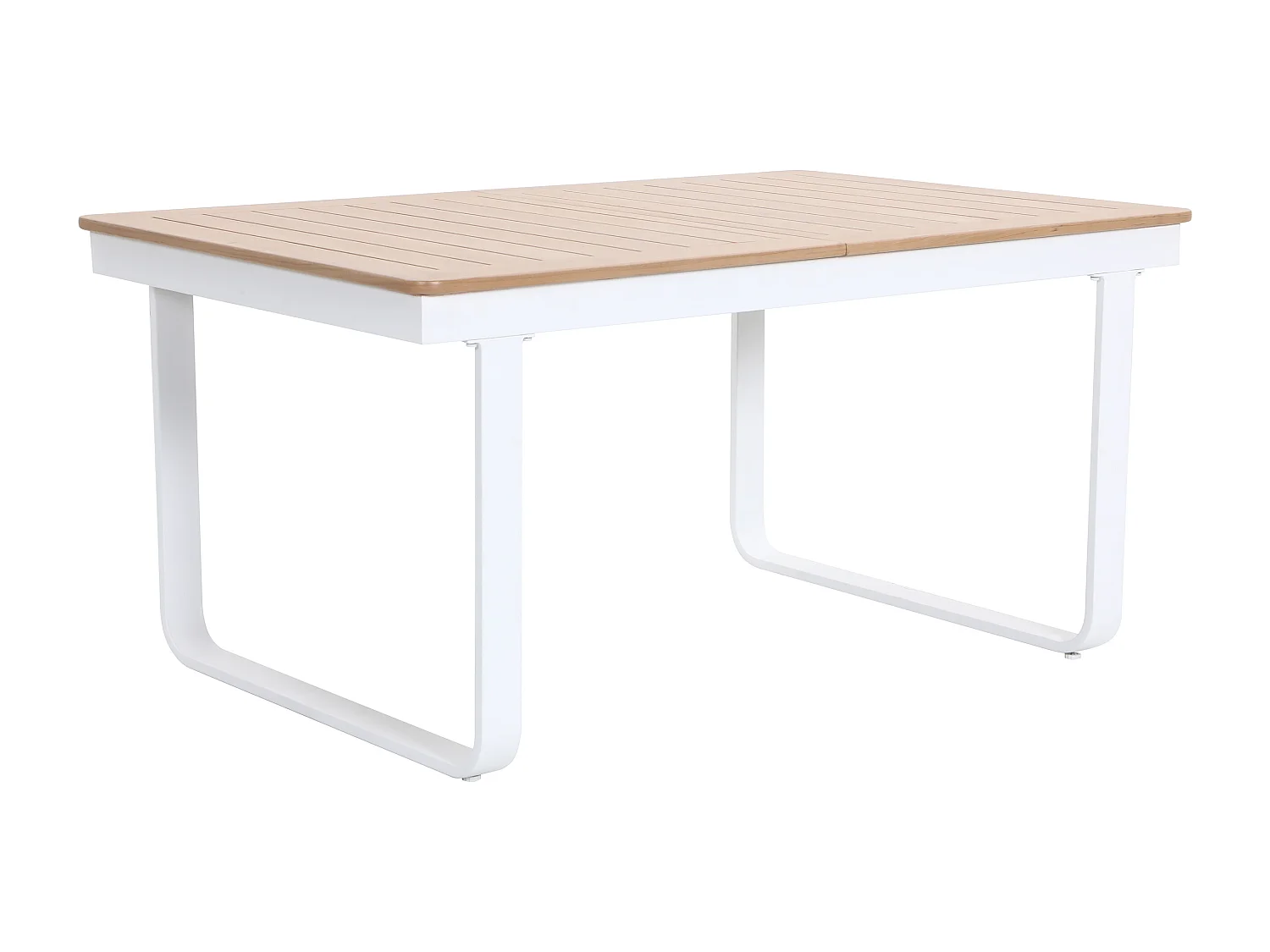 Aluminium tuineethoek: uitschuifbare aluminium tafel L.155/246 cm en 4 fauteuils - Licht naturel en wit - SERUNO van MYLIA