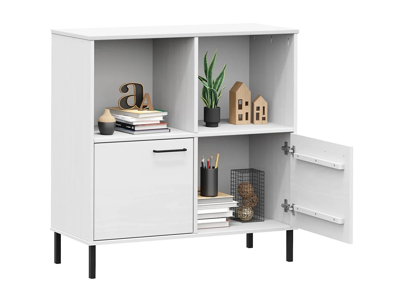 Claire-Madeleine-Claire  Bibliothèque avec pieds en métal Blanc 90x35x90,5 cm Bois OSLO