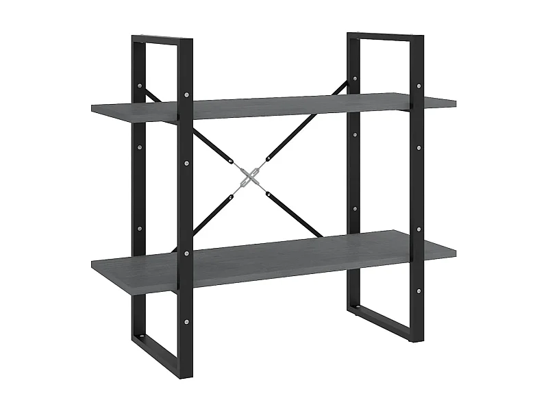 Vista  Bibliothèque à 2 niveaux Gris 80x30x70 cm Bois de pin massif