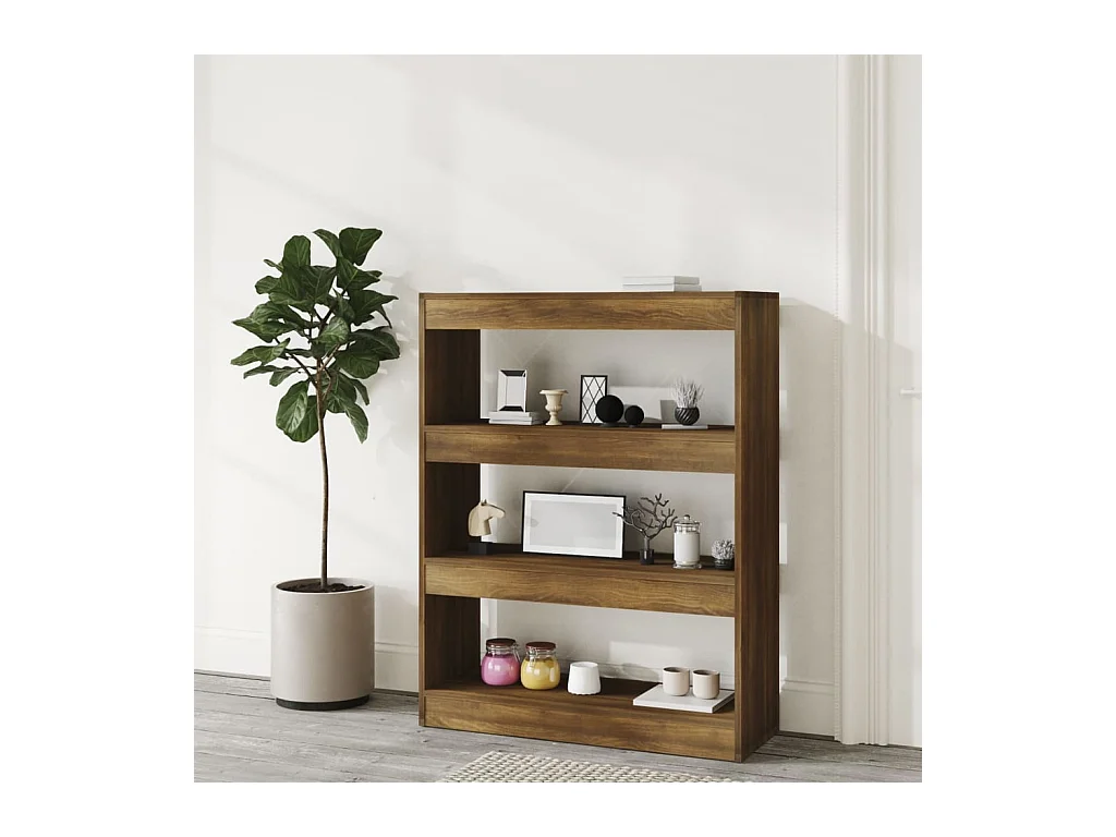 Qerlin  Bibliothèque/Séparateur de pièce chêne marron bois d'ingénierie