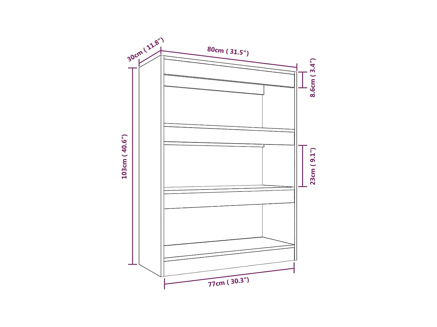 Qerlin  Bibliothèque/Séparateur de pièce chêne marron bois d'ingénierie