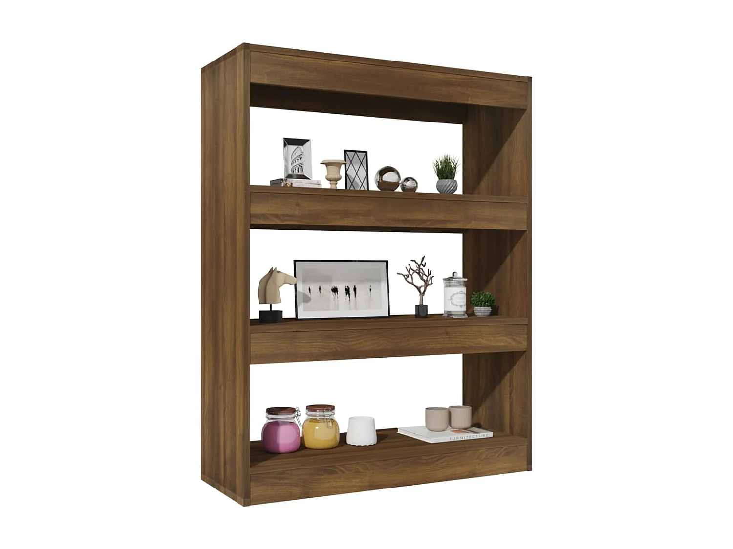 Qerlin  Bibliothèque/Séparateur de pièce chêne marron bois d'ingénierie