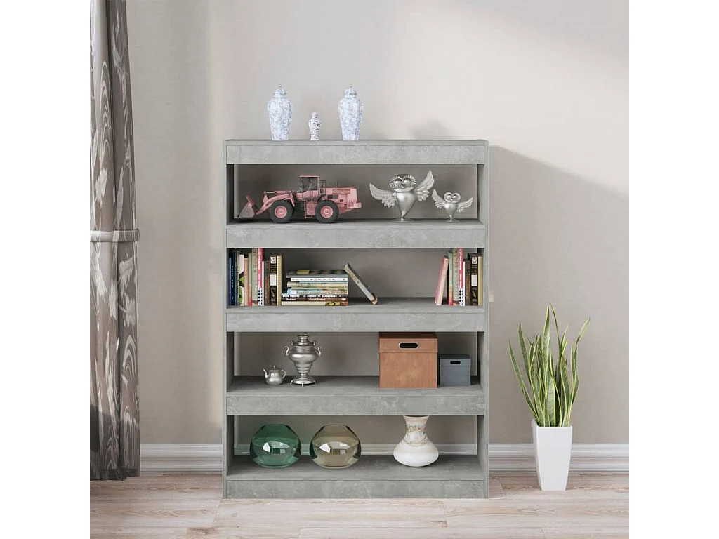 Gyrella  Bibliothèque/Séparateur de pièce Gris béton 100x30x135 cm