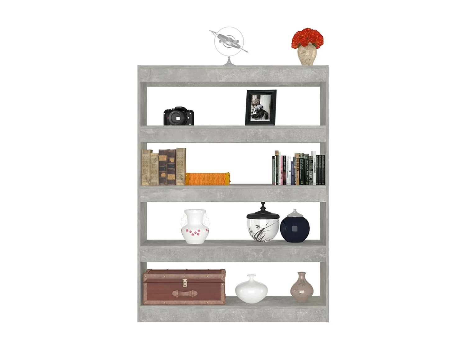 Gyrella  Bibliothèque/Séparateur de pièce Gris béton 100x30x135 cm