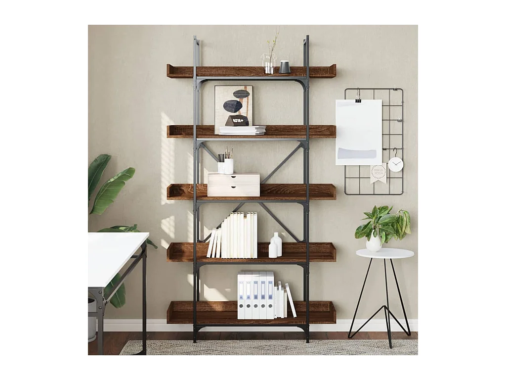 Vero Beach  Bibliothèque 5 niveaux chêne marron 100x33x180,5 cm