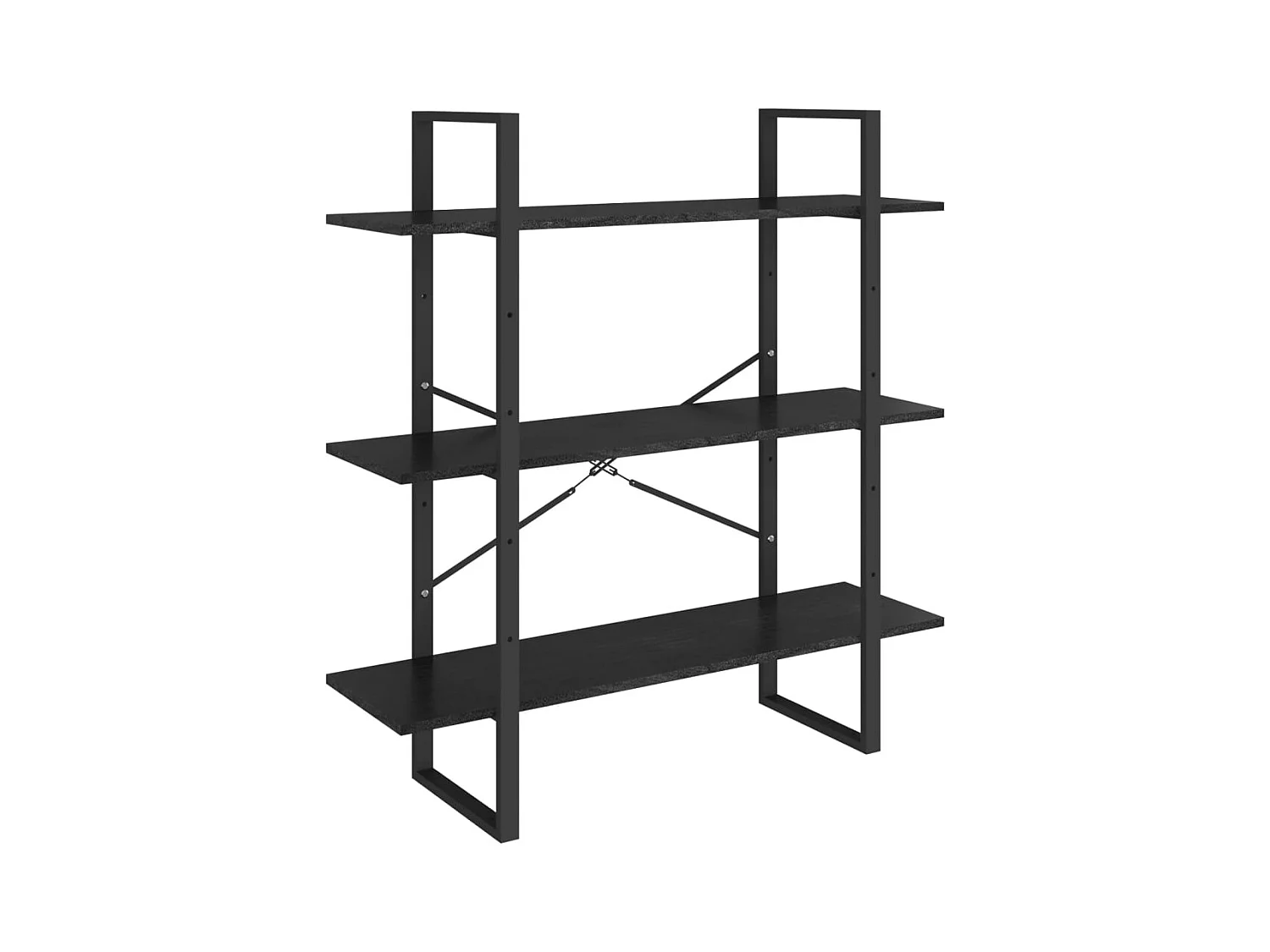 Capitola  Bibliothèque à 3 niveaux Noir 100x30x105 cm Bois de pin massif