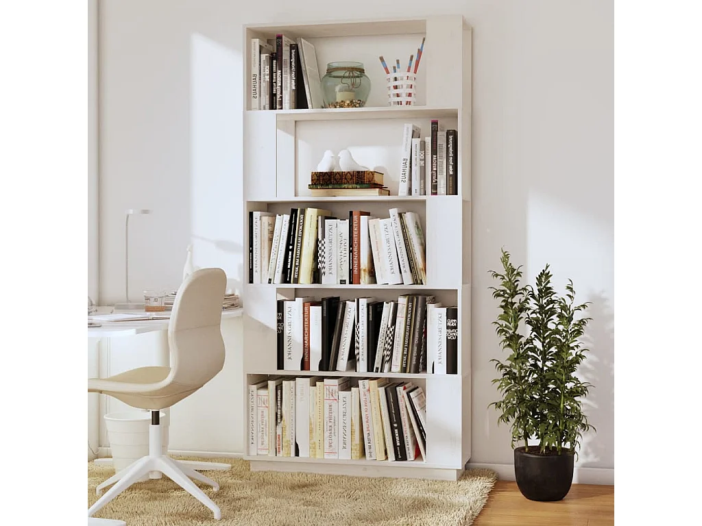 Stian  Bibliothèque/Séparateur de pièce Blanc 80x25x163,5cm Pin massif