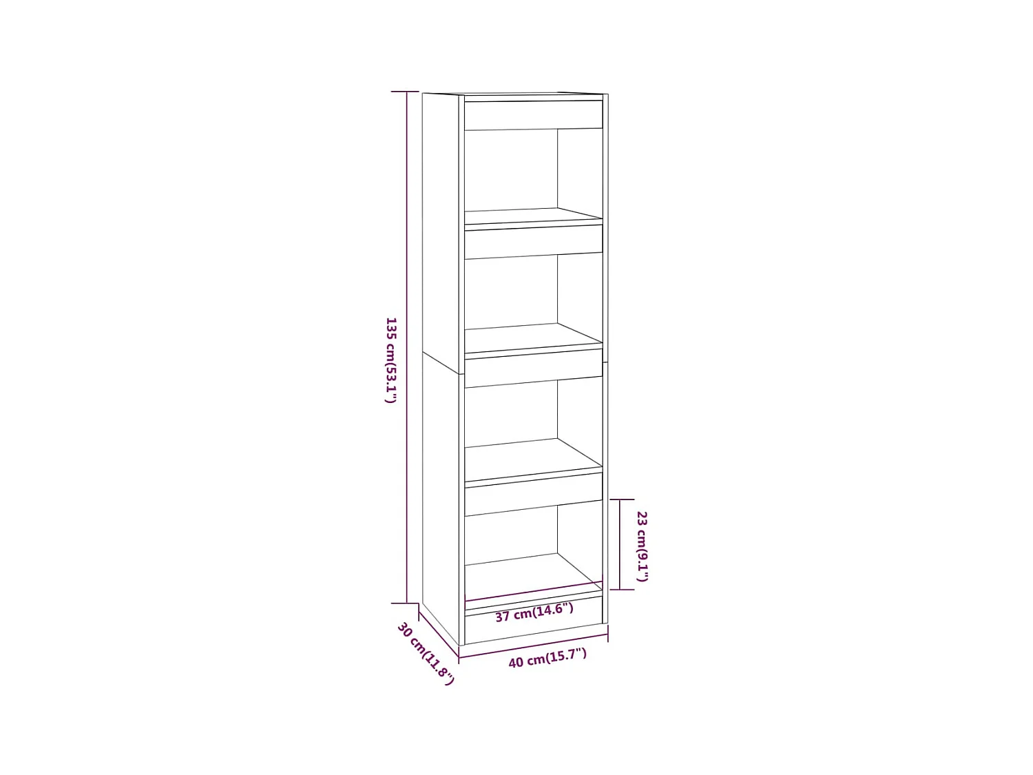 Anika  Bibliothèque/Séparateur de pièce Sonoma gris 40x30x135 cm