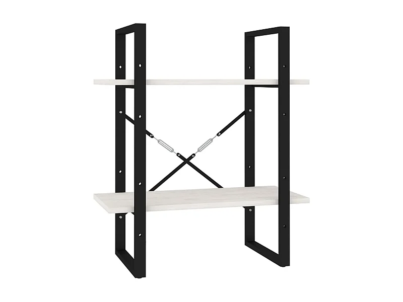 Roermond  Estantería 2 niveles madera maciza de pino blanco 60x30x70 cm