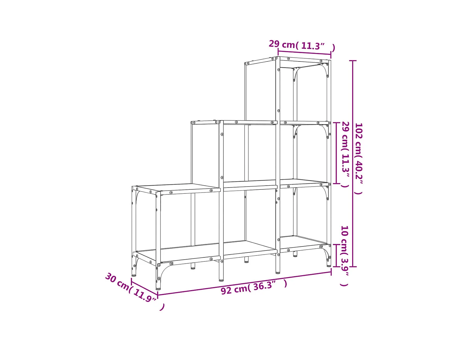 Rylanor  Boekenkast 92x30x102 cm bewerkt hout en metaal grijs sonoma