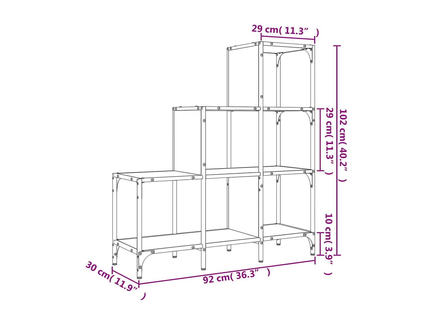 Rylanor  Bibliothèque sonoma gris 92x30x102 cm bois ingénierie et métal