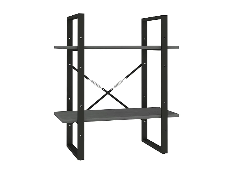 Roermond  Bibliothèque à 2 niveaux Gris 60x30x70 cm Bois de pin massif