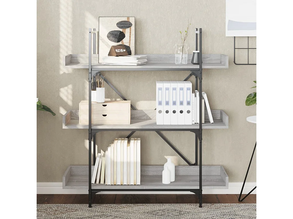 Vero Beach  Librería de 3 estantes madera gris Sonoma 100x33x108,5 cm