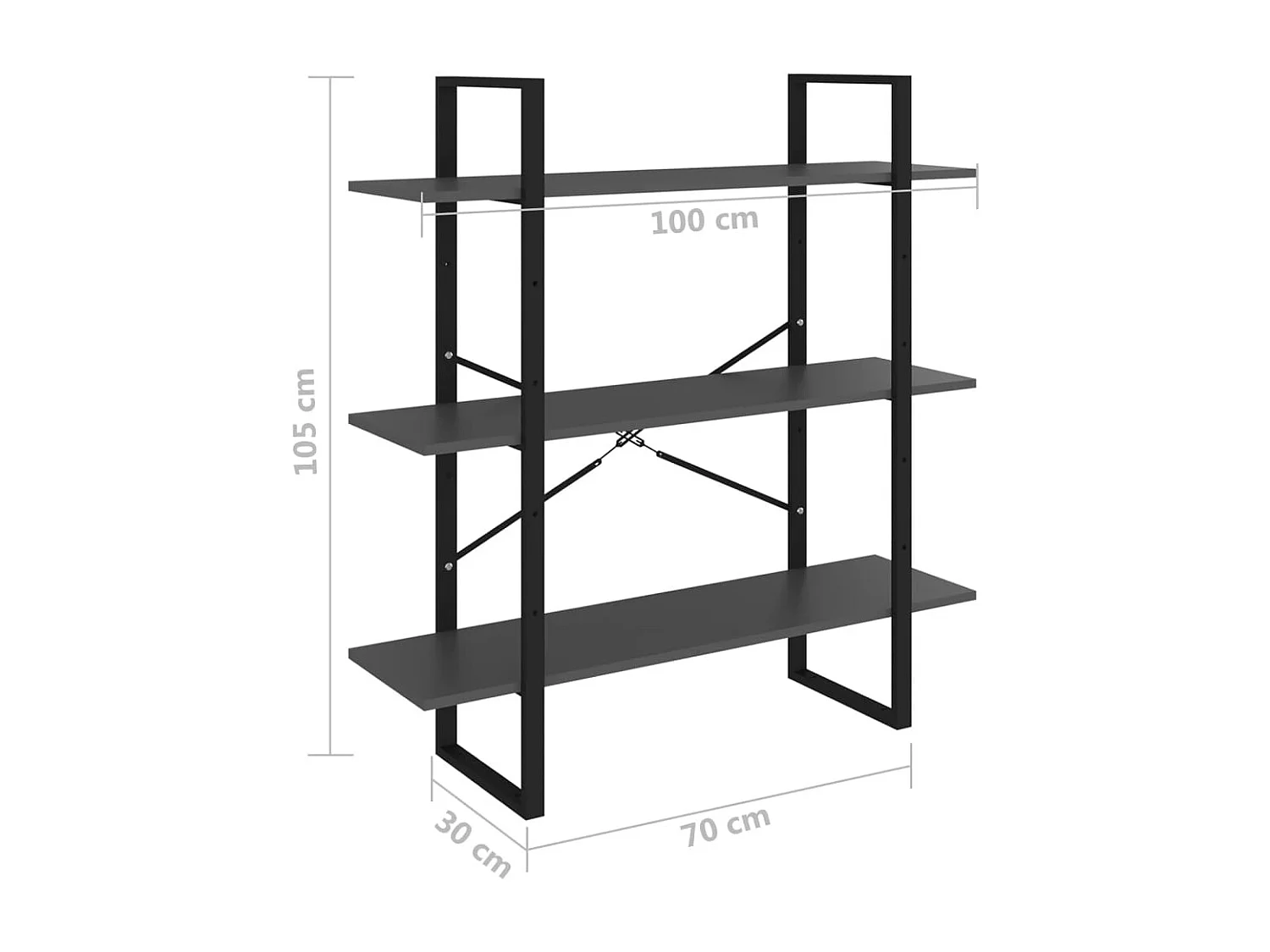 Capitola  Bibliothèque gris 100x30x105 cm bois d’ingénierie