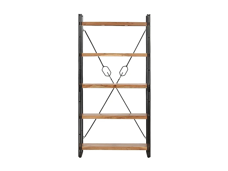 Yoan  Bibliothèque 5 niveaux 90x30x180 cm Bois solide de d'acacia