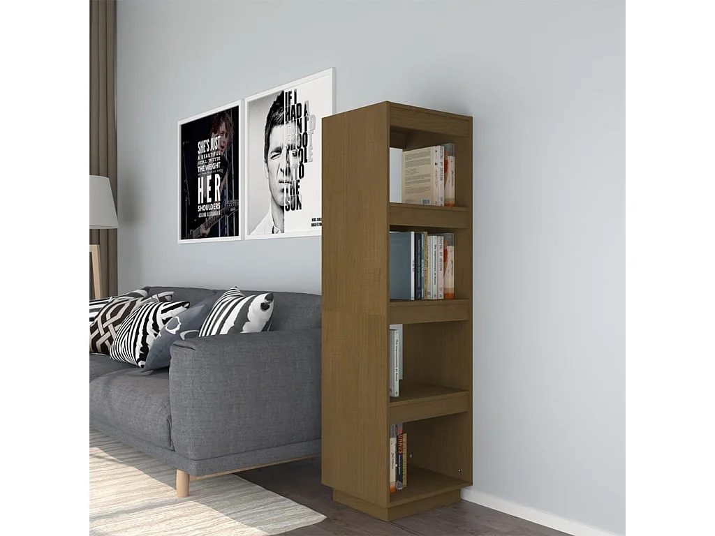 Alisha  Bibliothèque/Séparateur de pièce Marron miel 40x35x135 cm Pin