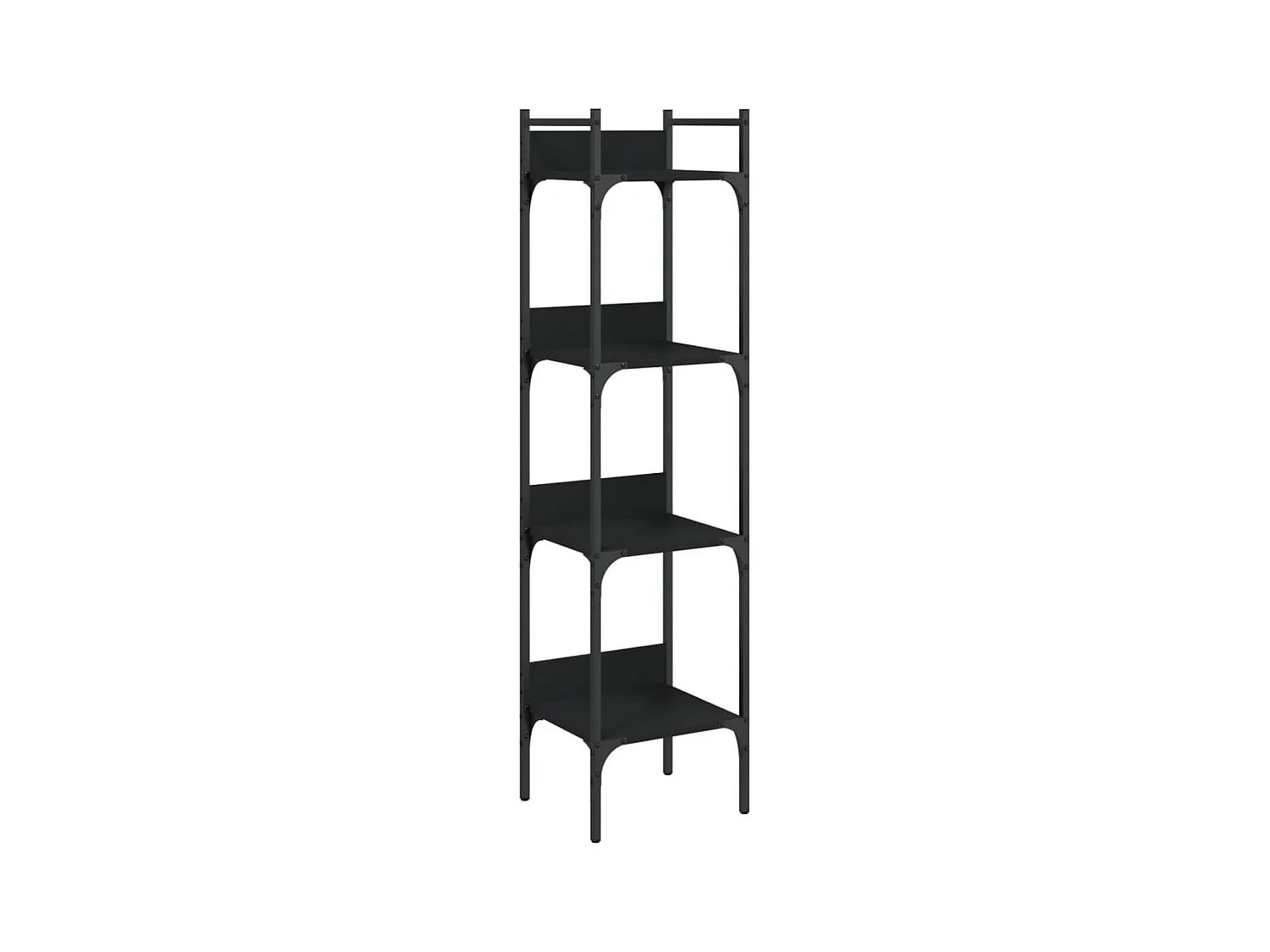 Central Islip  Bibliothèque à 4 niveaux noir 35x30x138,5 cm bois d'ingénierie