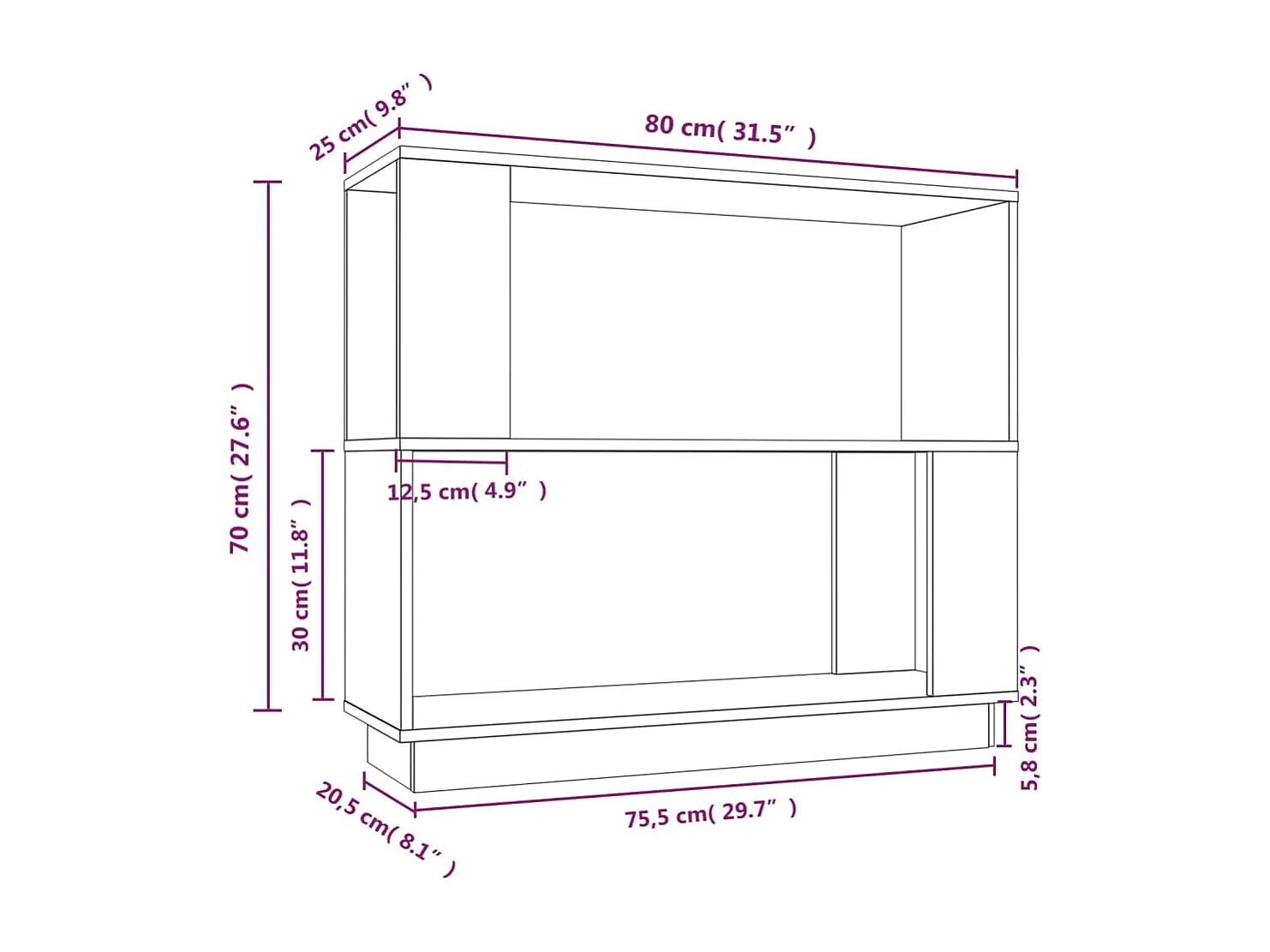 Jean-Paul-Jacques  Bibliothèque/Cloison Marron miel 80x25x70 cm Bois massif