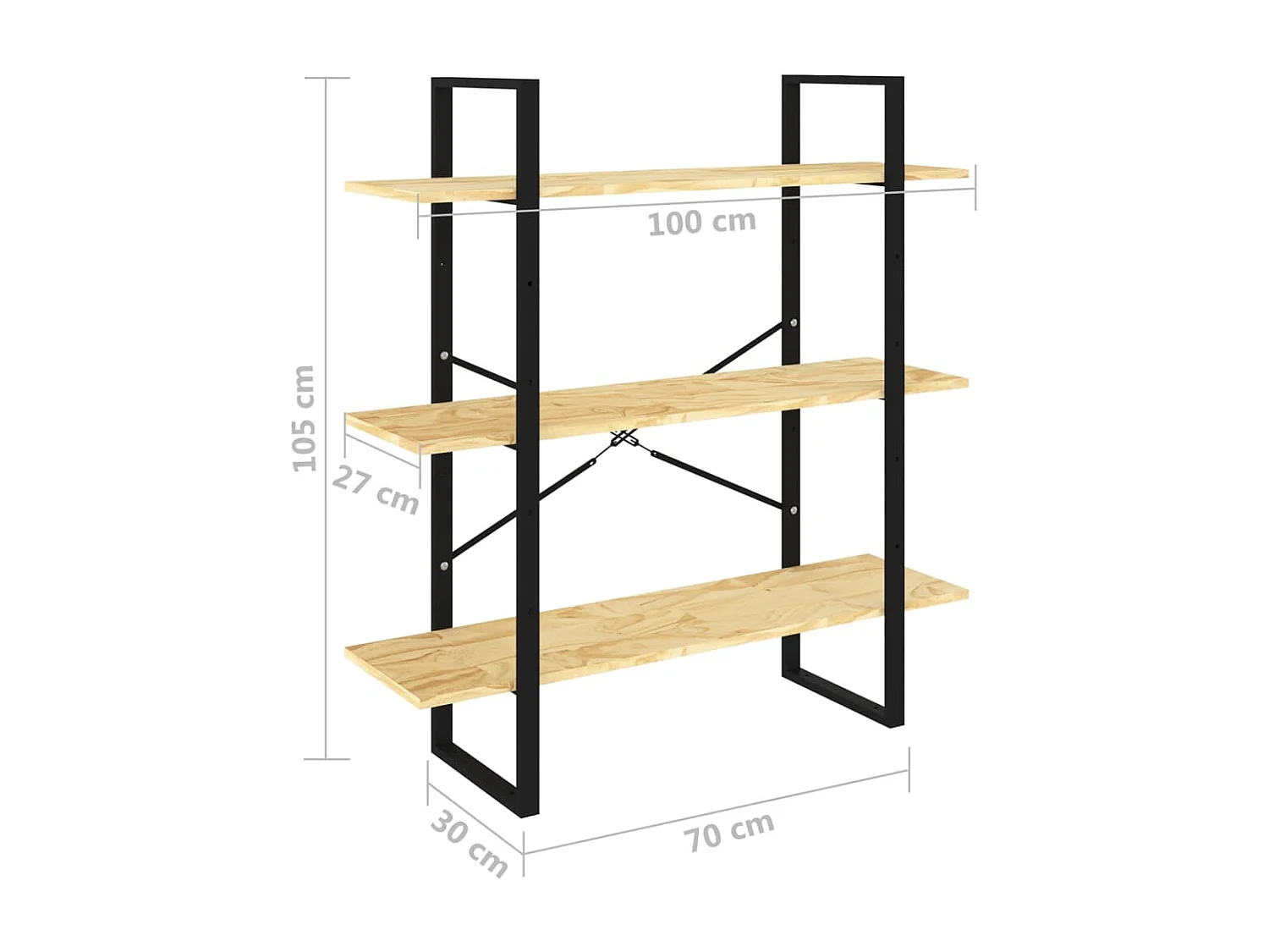 Capitola  Bibliothèque à 3 niveaux 100x30x105 cm Bois de pin massif