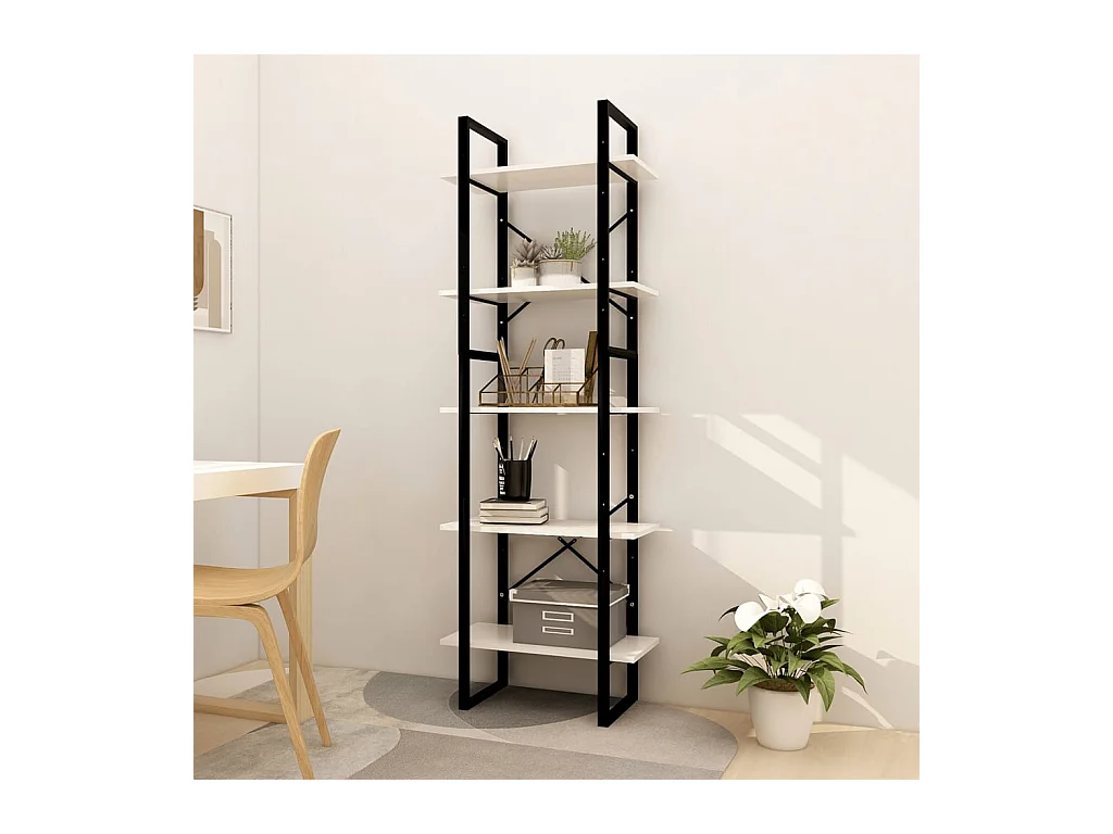 Aubagne  Bibliothèque à 5 niveaux Blanc 60x30x175 cm Bois de pin