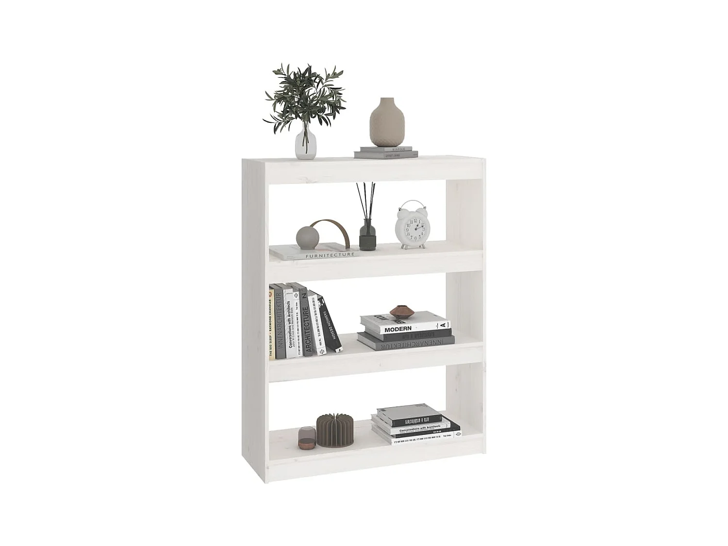 Aruna  Bibliothèque/Séparateur de pièce Blanc 80x30x103,5cm Pin massif