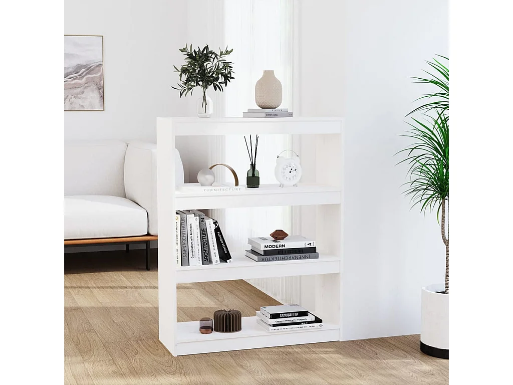 Aruna  Boekenkast/kamerscherm 80x30x103,5 cm massief grenenhout wit