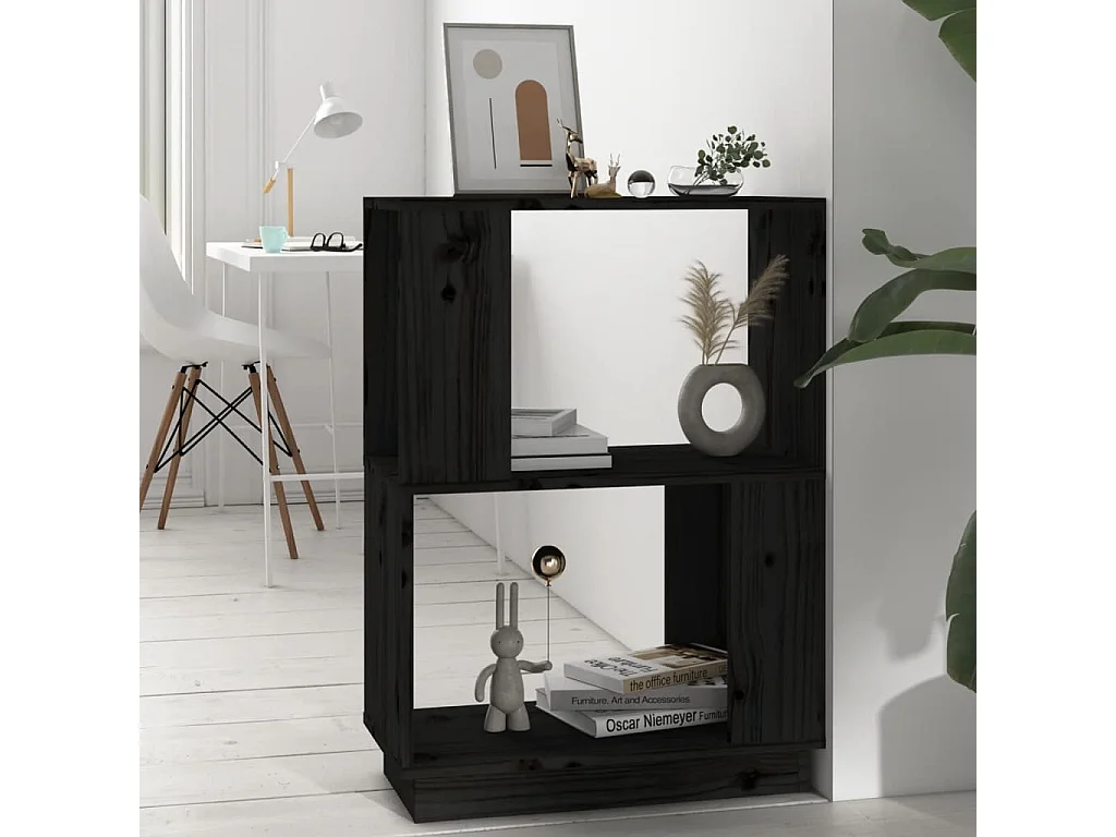 Umbril  Bibliothèque/Séparateur de pièce Noir 51x25x70 cm Pin solide