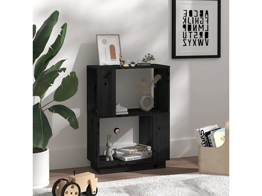 Umbril  Bibliothèque/Séparateur de pièce Noir 51x25x70 cm Pin solide
