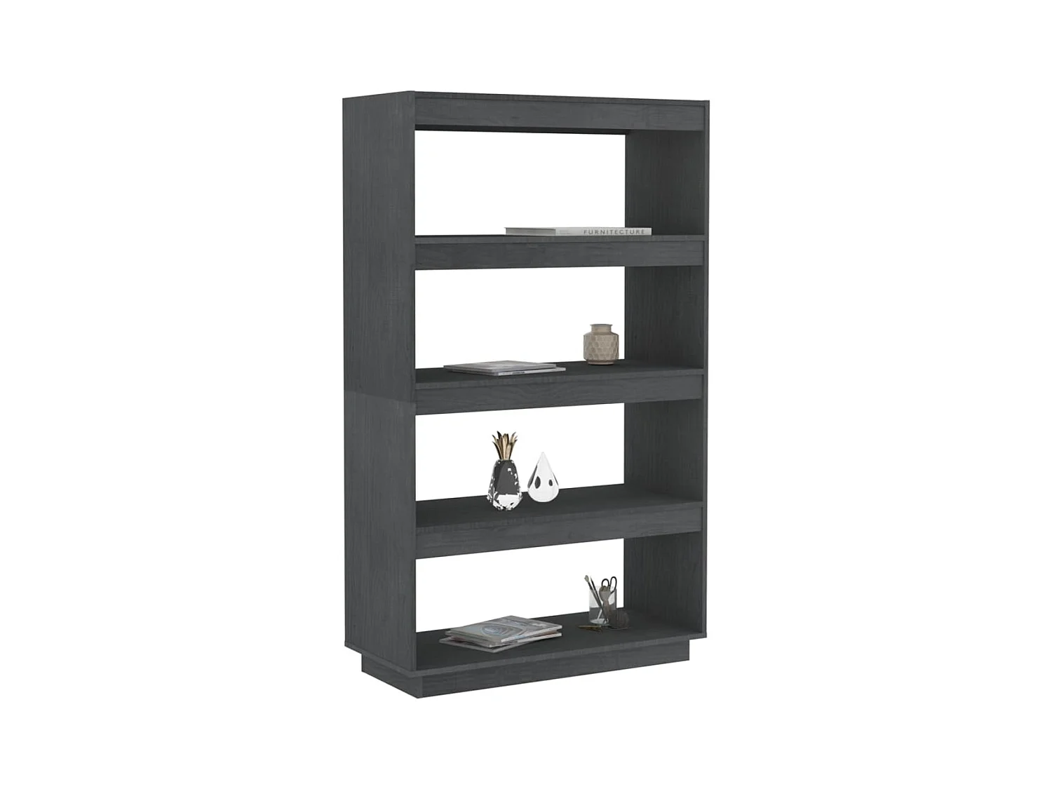 Alisha  Bibliothèque/Séparateur de pièce Gris 80x35x135 cm Pin massif