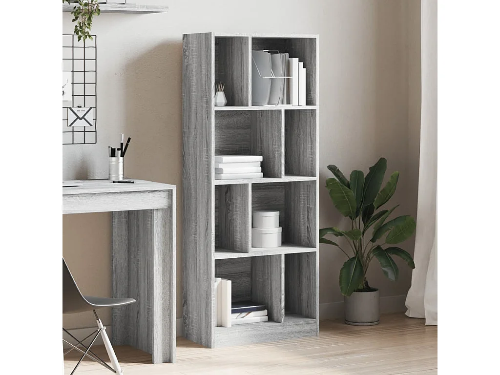 York  Bibliothèque sonoma gris 57x28,5x141 cm bois d'ingénierie