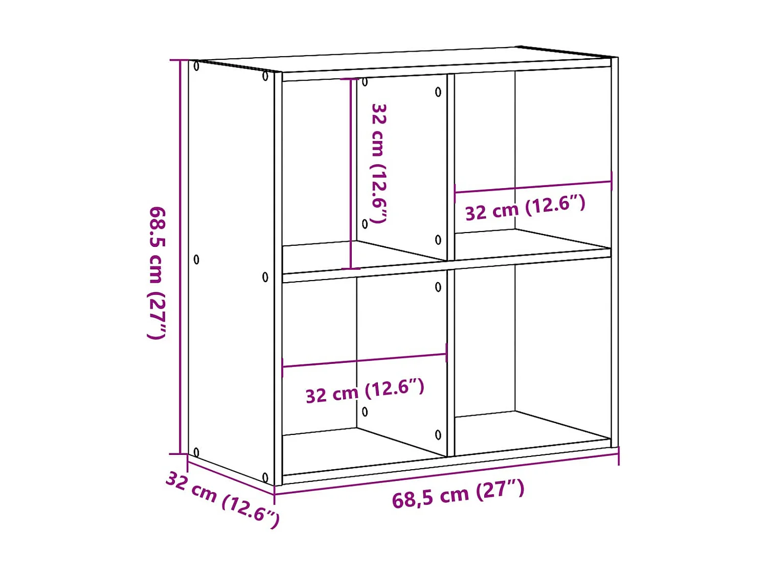 Digna  Bibliothèque sonoma gris 68,5x32x68,5 cm bois d'ingénierie